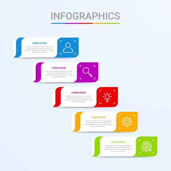 Visualización Datos Empresariales Plantilla Infográfica Con Pasos Sobre Fondo Azul — Archivo Imágenes Vectoriales