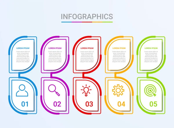 Απεικόνιση Επιχειρηματικών Δεδομένων Infographic Template Βήματα Μπλε Φόντο Διανυσματική Απεικόνιση — Διανυσματικό Αρχείο