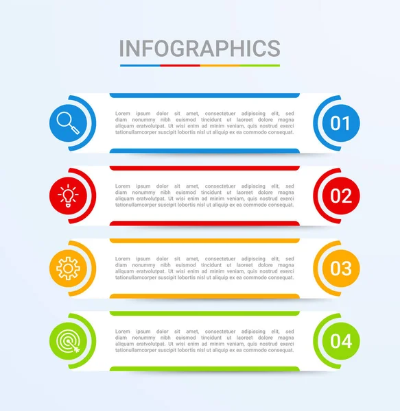 Visualización Datos Empresariales Plantilla Infográfica Con Pasos Sobre Fondo Azul — Vector de stock