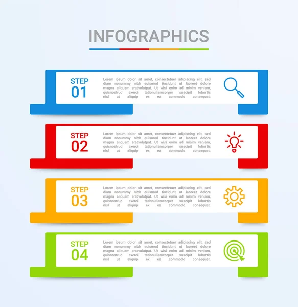 Visualización Datos Empresariales Plantilla Infográfica Con Pasos Sobre Fondo Azul — Vector de stock