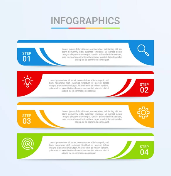 Visualisation Données Entreprise Modèle Infographique Avec Étapes Sur Fond Bleu — Image vectorielle