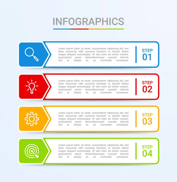 Visualización Datos Empresariales Plantilla Infográfica Con Pasos Sobre Fondo Azul — Vector de stock