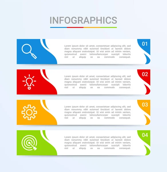 Visualisation Données Entreprise Modèle Infographique Avec Étapes Sur Fond Bleu — Image vectorielle