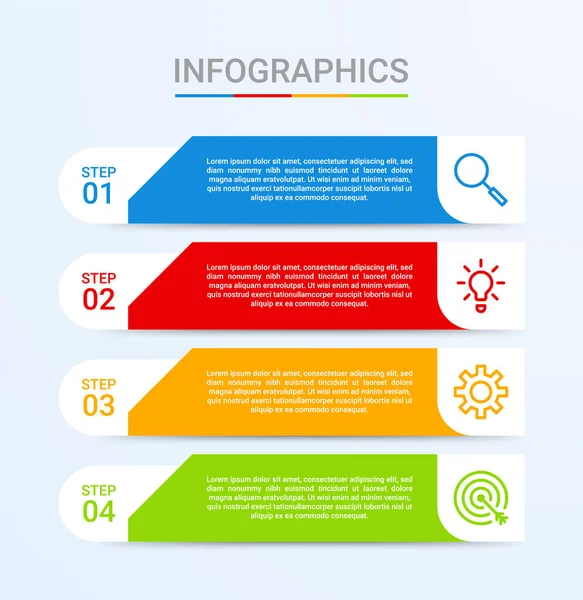 Visualisation Données Entreprise Modèle Infographique Avec Étapes Sur Fond Bleu — Image vectorielle
