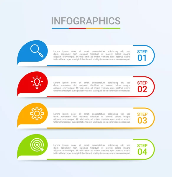 Visualização Dados Negócios Modelo Infográfico Com Passos Sobre Fundo Azul — Vetor de Stock