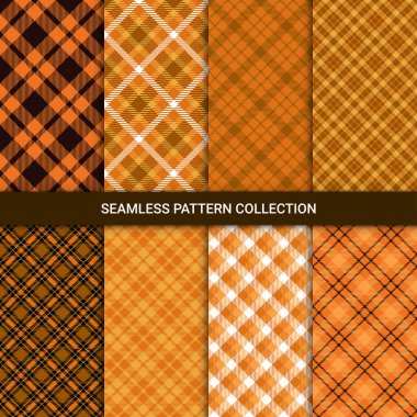 Tartan ekoseli, vektör illüstrasyonlu pürüzsüz desen kümesi