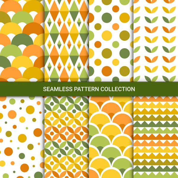 Abstract Autumn Patterns Green Yellow White Orange Color Vector Illustration — Stock Vector