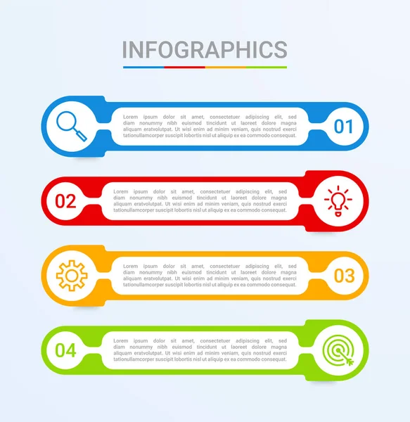 Visualização Dados Negócios Modelo Infográfico Com Passos Sobre Fundo Azul — Vetor de Stock