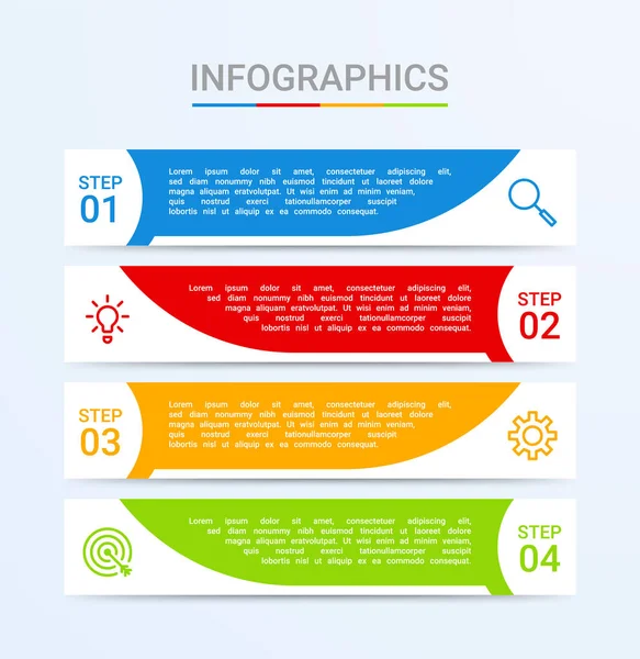 Visualización Datos Empresariales Plantilla Infográfica Con Pasos Sobre Fondo Azul — Vector de stock