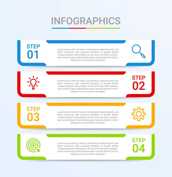 Visualización Datos Empresariales Plantilla Infográfica Con Pasos Sobre Fondo Azul — Vector de stock