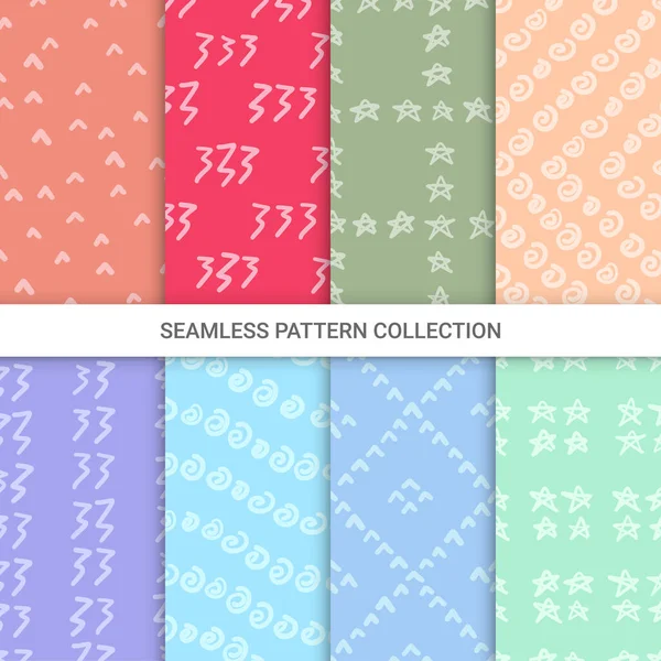 Set Textures Made Ink Seamless Pattern Vector Illustration — Stock Vector