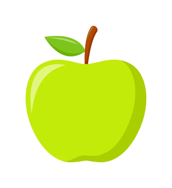 Pomme Verte Aux Feuilles Vertes Isolées Sur Fond Blanc Motif — Image vectorielle