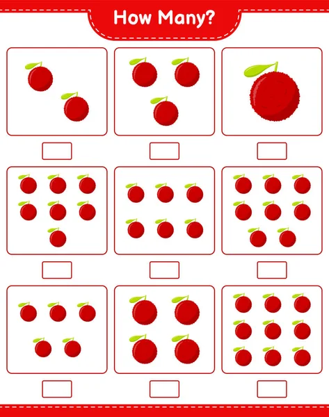 数数游戏 有多少个Yumberry 教育儿童游戏 可打印工作表 矢量图解 — 图库矢量图片