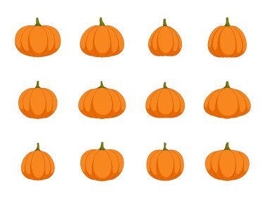 Beyaz arkaplanda cadılar bayramı kabağı seti, vektör illüstrasyonu