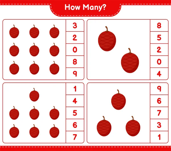 计数游戏 多少Ita棕榈 教育儿童游戏 可打印工作表 矢量图解 — 图库矢量图片