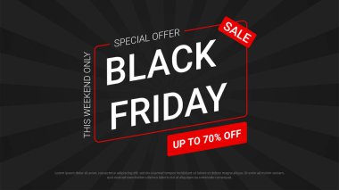 Kara Cuma afiş tasarım şablonu tanıtım, vektör illüstrasyonu