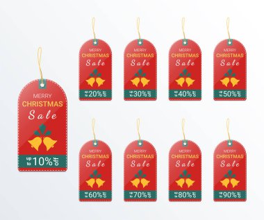 Terfi ve vektör illüstrasyonu için Noel fiyat etiketi tasarımı şablonu