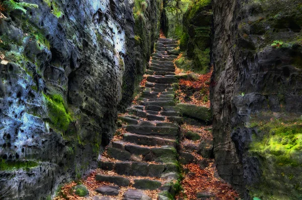 stairs up to the rocks