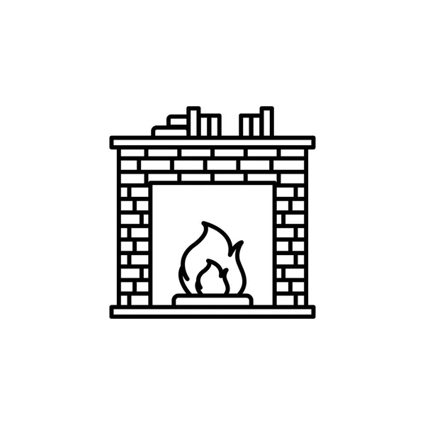 Дымоход Уютный Камин Очертания Значок Знаки Символы Контура Значок Использован — стоковый вектор