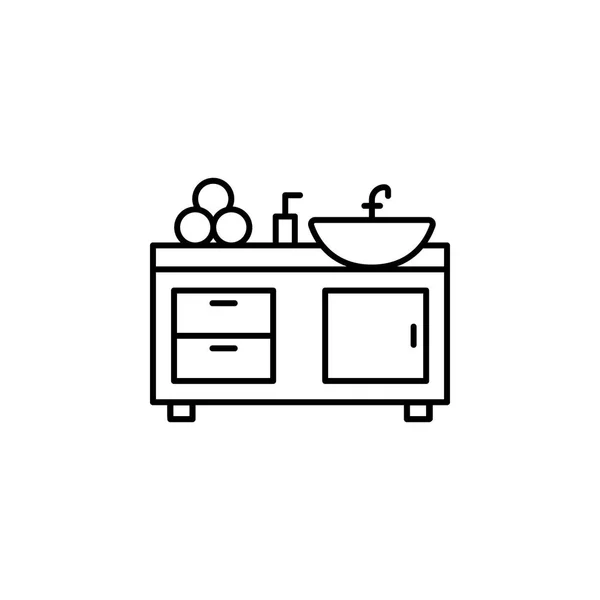 Mutfak Banyo Lavabo Anahat Simgesi Şaret Sembolleri Anahat Simgesi Web — Stok Vektör