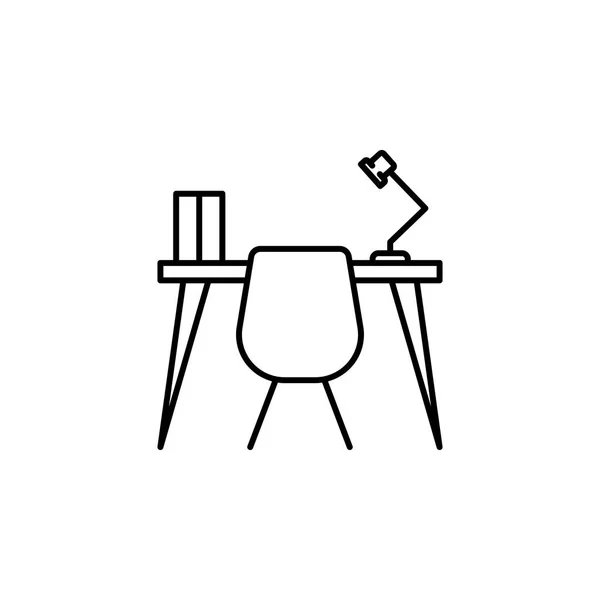 Mesa, estudio, oficina, icono de contorno de muebles. Signos y símbolos icono contorno se puede utilizar para la web, logotipo, aplicación móvil, interfaz de usuario, UX — Archivo Imágenes Vectoriales