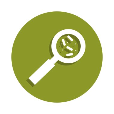 bakteri bir büyüteç simgesinin altında. Virüs simgesi unsuru. Premium kalite grafik tasarım simgesi. Web siteleri, web tasarım, beyaz arka plan üzerinde beyaz arka plan üzerinde hareket eden app için işaret ve sembolleri toplama simgesi