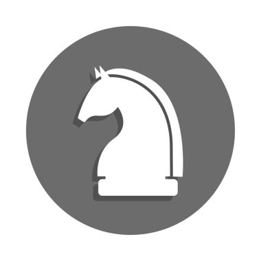 Satranç şövalye Icon rozet tarzı. Bir satranç toplama simgesi UI, beyaz arka plan üzerinde Ux için kullanılabilir