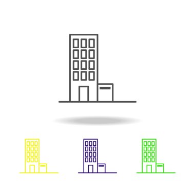 Bina anahat renkli simgeler mimari çizimde unsuru. Web siteleri, web tasarım, beyaz arka plan üzerinde beyaz arka plan üzerinde hareket eden app için işaret ve sembolleri anahat simgesini