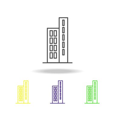 Bina anahat renkli simgeler mimari çizimde unsuru. Web siteleri, web tasarım, beyaz arka plan üzerinde beyaz arka plan üzerinde hareket eden app için işaret ve sembolleri anahat simgesini