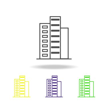 Bina anahat renkli simgeler mimari çizimde unsuru. Web siteleri, web tasarım, beyaz arka plan üzerinde beyaz arka plan üzerinde hareket eden app için işaret ve sembolleri anahat simgesini