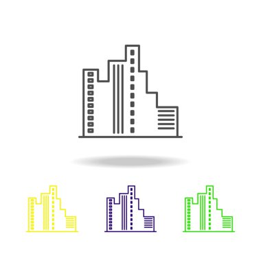 Bina anahat renkli simgeler mimari çizimde unsuru. Web siteleri, web tasarım, beyaz arka plan üzerinde beyaz arka plan üzerinde hareket eden app için işaret ve sembolleri anahat simgesini