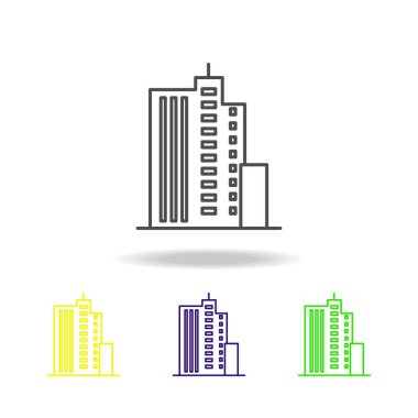 Bina anahat renkli simgeler mimari çizimde unsuru. Web siteleri, web tasarım, beyaz arka plan üzerinde beyaz arka plan üzerinde hareket eden app için işaret ve sembolleri anahat simgesini