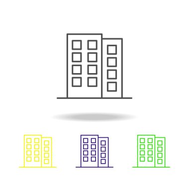 Bina anahat renkli simgeler mimari çizimde unsuru. Web siteleri, web tasarım, beyaz arka plan üzerinde beyaz arka plan üzerinde hareket eden app için işaret ve sembolleri anahat simgesini