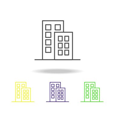 Bina anahat renkli simgeler mimari çizimde unsuru. Web siteleri, web tasarım, beyaz arka plan üzerinde beyaz arka plan üzerinde hareket eden app için işaret ve sembolleri anahat simgesini