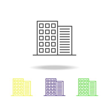 Bina anahat renkli simgeler mimari çizimde unsuru. Web siteleri, web tasarım, beyaz arka plan üzerinde beyaz arka plan üzerinde hareket eden app için işaret ve sembolleri anahat simgesini