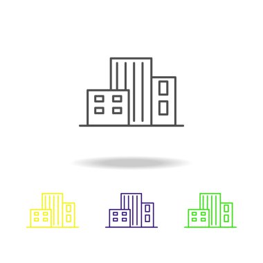 Bina anahat renkli simgeler mimari çizimde unsuru. Web siteleri, web tasarım, beyaz arka plan üzerinde beyaz arka plan üzerinde hareket eden app için işaret ve sembolleri anahat simgesini