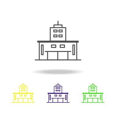 Bina anahat renkli simgeler mimari çizimde unsuru. Web siteleri, web tasarım, beyaz arka plan üzerinde beyaz arka plan üzerinde hareket eden app için işaret ve sembolleri anahat simgesini