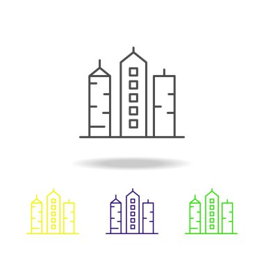 Bina anahat renkli simgeler mimari çizimde unsuru. Web siteleri, web tasarım, beyaz arka plan üzerinde beyaz arka plan üzerinde hareket eden app için işaret ve sembolleri anahat simgesini