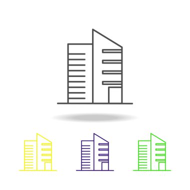 Bina anahat renkli simgeler mimari çizimde unsuru. Web siteleri, web tasarım, beyaz arka plan üzerinde beyaz arka plan üzerinde hareket eden app için işaret ve sembolleri anahat simgesini