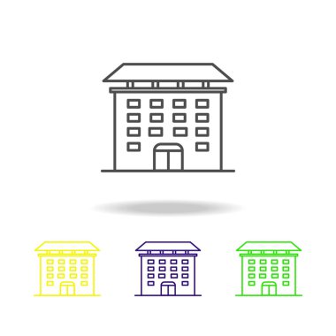 Bina anahat renkli simgeler mimari çizimde unsuru. Web siteleri, web tasarım, beyaz arka plan üzerinde beyaz arka plan üzerinde hareket eden app için işaret ve sembolleri anahat simgesini