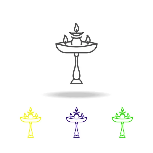 Candle Diwali Stand Colored Icons White Background Diwali Hindu Festival — Stock Vector