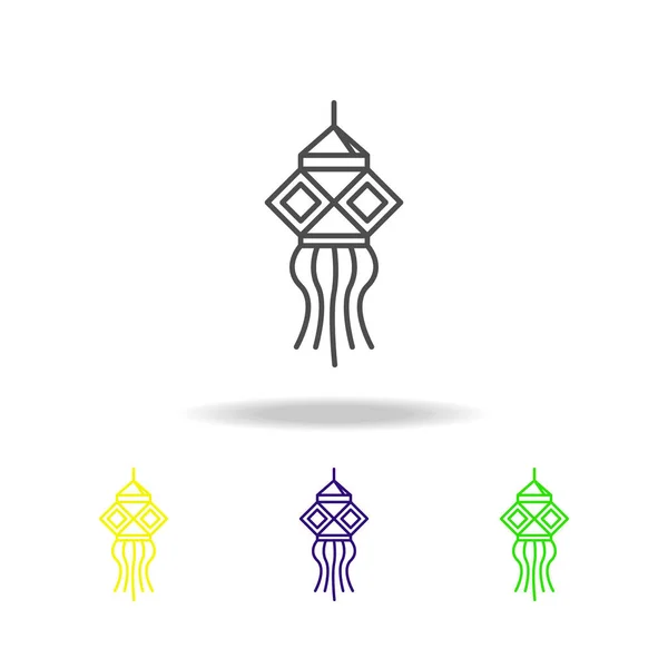 Kandeel Dekorationer Diwali Färgade Ikoner Vit Bakgrund Diwali Hinduiska Festival — Stock vektor