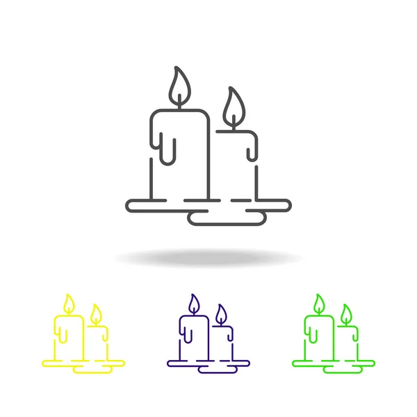 Kerze Diwali Fackel Flamme Farbige Symbole Auf Weißem Hintergrund Diwali — Stockvektor