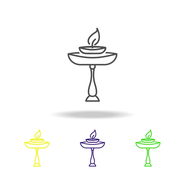 Candle Diwali Stand Colored Icons White Background Diwali Hindu Festival — Stock Vector