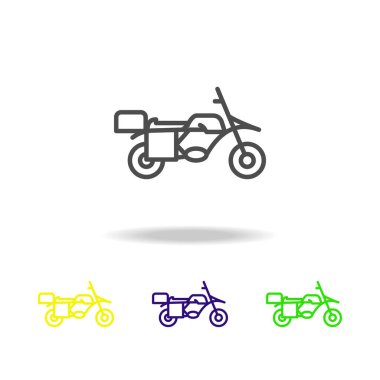 renkli simgeler motosiklet. Motosiklet için mobil kavramı ve web apps illüstrasyon unsuru. Web sitesi tasarım ve uygulama developmenton beyaz arka plan beyaz arka plan üzerinde ince çizgi simgesini