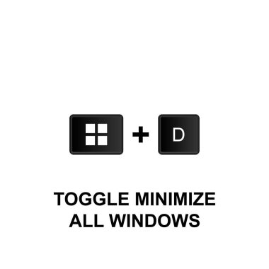 Keyboard shortcuts, toggle minimize all windows icon. Can be used for web, logo, mobile app, UI, UX on white background clipart