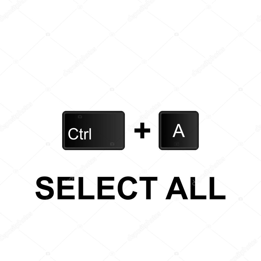 Keyboard shortcuts, select all icon. Can be used for web, logo, mobile app, UI, UX on white background