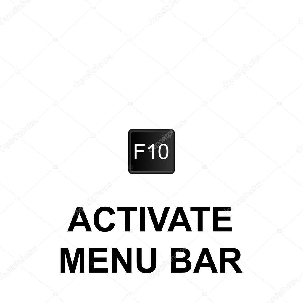 Keyboard shortcuts, activate menu bar icon. Can be used for web, logo, mobile app, UI, UX on white background