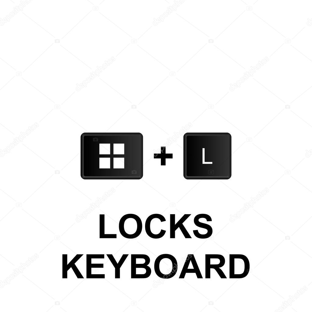 Keyboard shortcuts, locks keyboard icon. Can be used for web, logo, mobile app, UI, UX on white background
