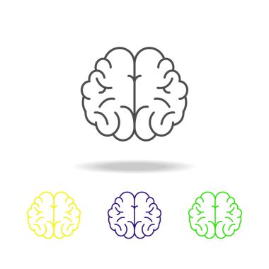 beyin simgeler renkte. Bilim illüstrasyon unsuru. Web sitesi tasarımı ve geliştirme, uygulama geliştirme için ince hat illüstrasyon. Sigorta primi anahat simgesi beyaz arka plan üzerinde